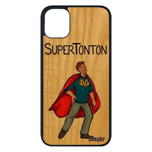Coque Pour Iphone 11 Pro Max En Bois Silicone Super Tonton Texte 128 Go Noir Humour Comics Rouge Oncle Bande Dessinée Rigide