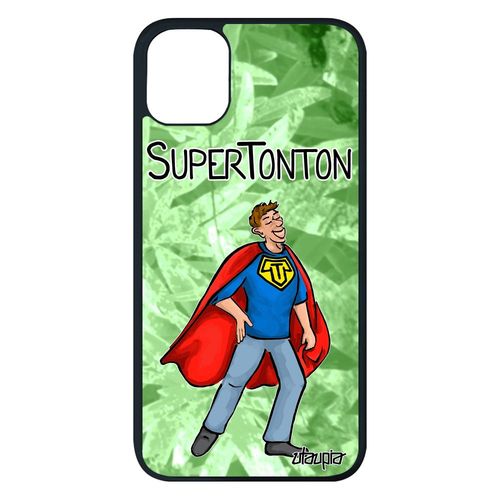 Coque Pour Iphone 11 Pro Max En Silicone Super Tonton Bd Drole Cover Comique Heros Oncle Naissance Fille Telephone Vert Humour
