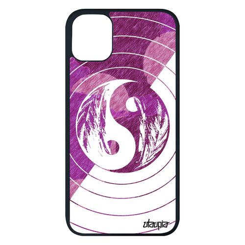 Coque Silicone Iphone 11 Pro Max Yin Et Yang Couleur De Protection Antichoc Ying Bien & Mal Cercle Rond Tpu De Luxe Zen Rose