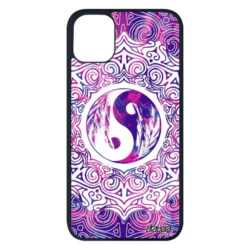 Coque Iphone 11 Pro Max Silicone Yin Et Yang Case Oriental Artistique Ying Tatouage Portable Femme Coloré Rosace Rose Mandala