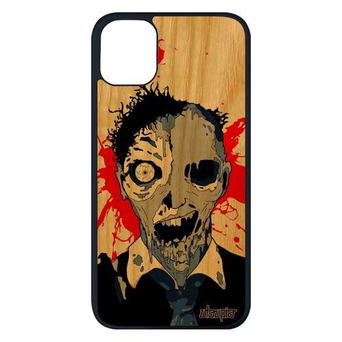 Coque Silicone Pour Iphone 11 Pro Max En Bois Veritable Zombie Squelette Eclaboussure Portable Tache De Sang 128 Go Noir Homme