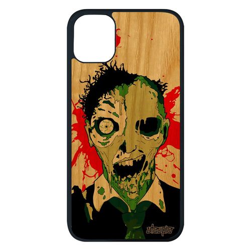 Coque Bois Silicone Iphone 11 Pro Max Mort Vivant Epouvante Fin Du Monde Vert Antichoc Tache De Sang Spectre Eclaboussure 4g