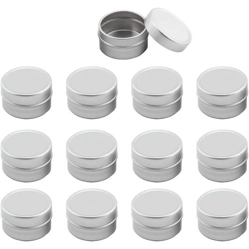 Argent 12 Pièces, Pots En Aluminium 5ml Vide Rond Argent Cosmétiques Maison Pot Et Couvercle Coiffant En Aluminium Pour Bougie Crème Voyage