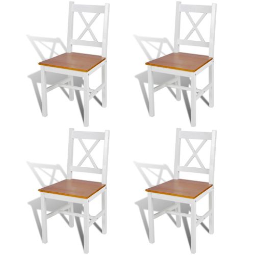 Chaises De Salle À Manger 4 Pcs Blanc Bois De Pin