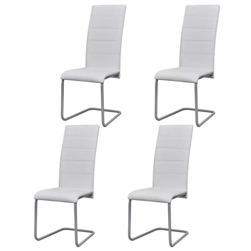 Vidaxl Chaises De Salle À Manger Cantilever 4 Pcs Blanc Similicuir