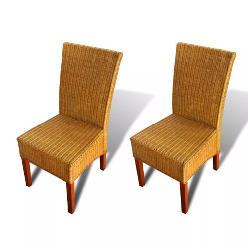 Vidaxl Chaises De Salle À Manger 2 Pcs Marron Rotin Naturel