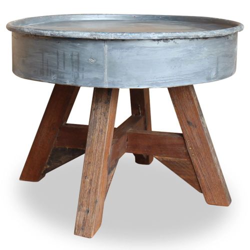 Vidaxl Table Basse Bois De Récupération Massif 60 X 45 Cm Argenté