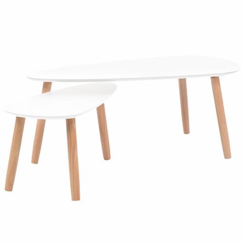 Ensemble De Tables Basses 2 Pcs Bois De Pin Massif Blanc