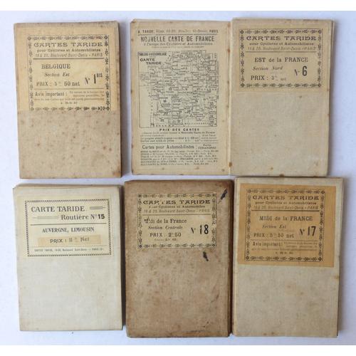 Lot De 5 Cartes Routières Taride Pour Cyclistes Et Automobilistes, Série Nouvelle Carte De France N°1bis, 6, 15, 17, 18 (Cartes Collées Sur Toile, Échelle 1/250 000e)