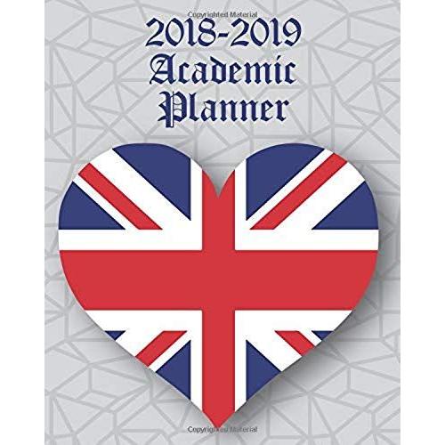 2018-2019 Academic Planner: Grey Union Jack Heart Cover