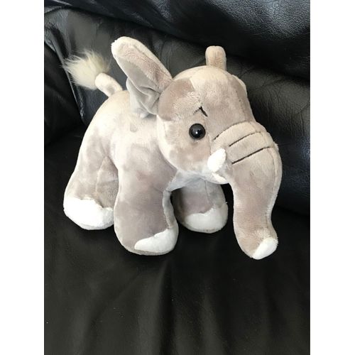 Doudou Peluche Éléphant Gris Et Blanc Debout 25 Cm Gipsy