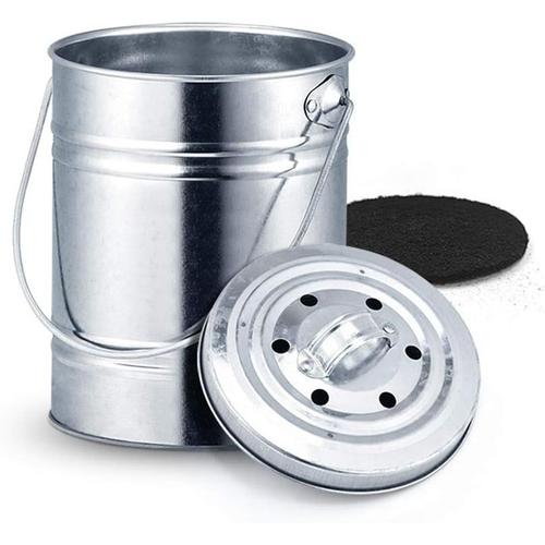 Silver Silver CHUNCIN - Caddon de composteur de cuisine compost de compost avec filtre à charbon, coiffe de recyclage de cuisine à comptoir