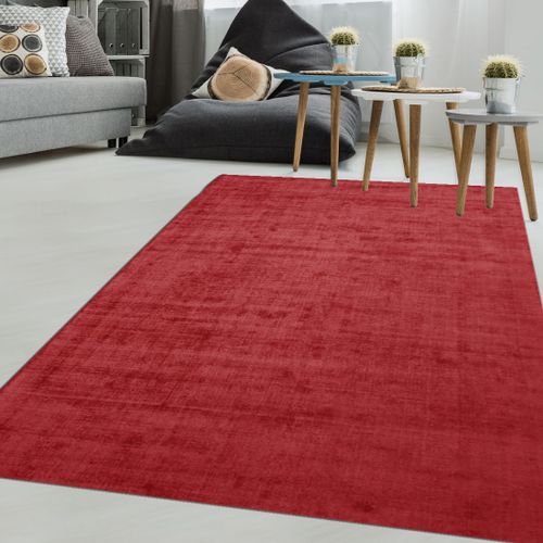 Tapis Salon 120x170 Fait Main Rouge Rectangle Motif Uni Neo Uni