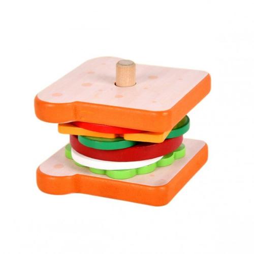 Jouets En Bois Pour Enfants,Simulation De Hamburger Sandwich,Forme De Couleur,Jeu De Société Assorti,Jouets Pour Cadeaux D'anniversaire