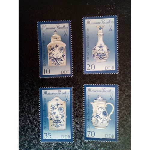 Timbre Allemagne / Rda Yt 2850 A 2853 Séries: Porcelaine De Meissen: 250 Ans D'oignon Bleu 1989 ( 41212 )