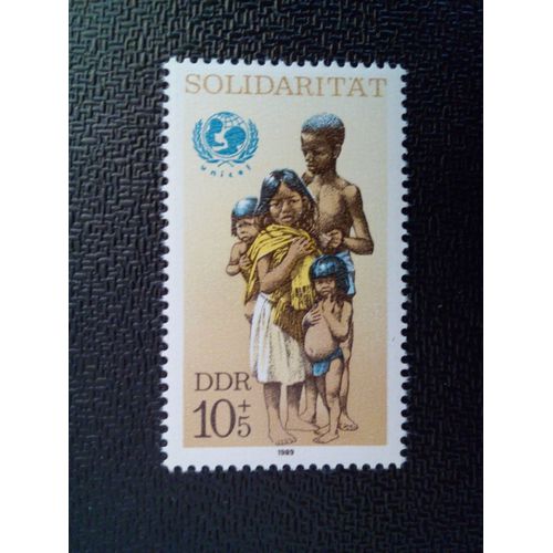 Timbre Allemagne / Rda Y T 2880 Enfants Africains, Emblème De L'unicef 1989 ( 41212 )