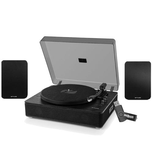 Platine vinyle Muse MT-106 WD,33/45/78 tours+ ENCEINTES active 150W - Bluetooth, Port USB pour lecture et encodage+clé USB 32go