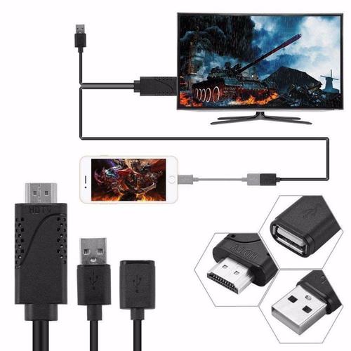 Câble adaptateur USB femelle vers HDMI mâle HDTV pour iPhone8/7/7plus/6s/6 plus noir