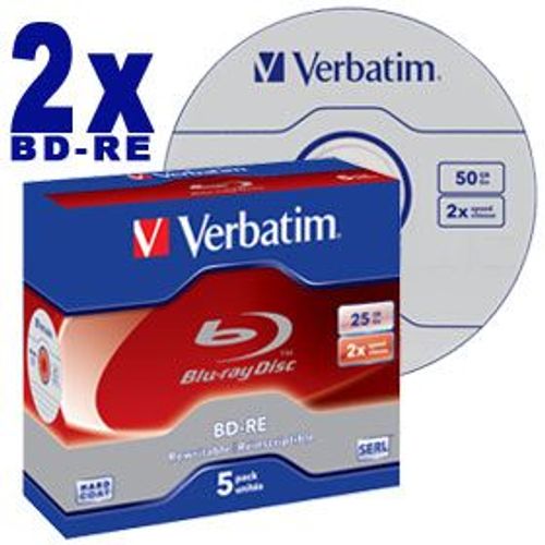 VERBATIM BD-RE 25 Go certifié 2x (pack de 5, boitier standard)