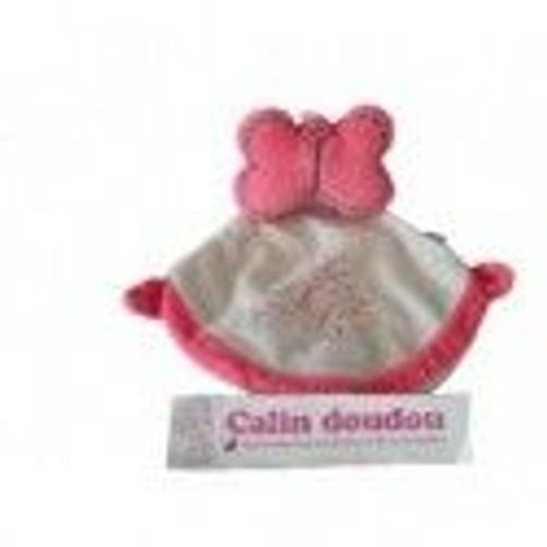 Doudou Sucre D'orge Papillon Rose Mouchoir Plat ,Fleur Plat