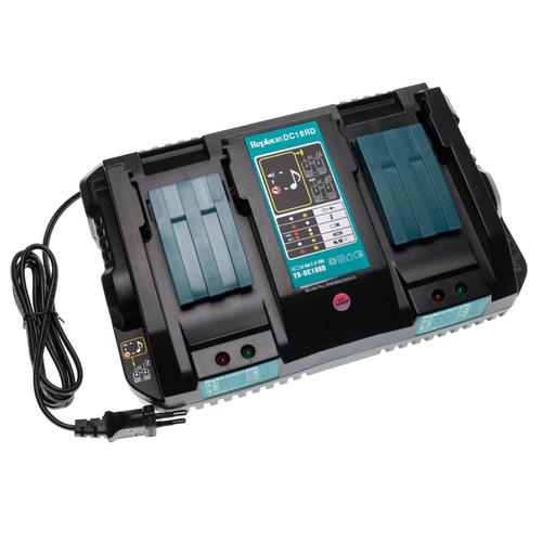 vhbw Chargeur double compatible avec Makita BDA341RFE, BDA341Z, BDA340Z, BDA341, BDF343RHEX, BDF343, BDA340RFE batteries Li-ion d'outils, 120 W