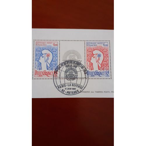 1982 Bloc Timbre De Collection France. Philex France 1982 Oblitéré Avec Tampon 1982 Paris La Défense