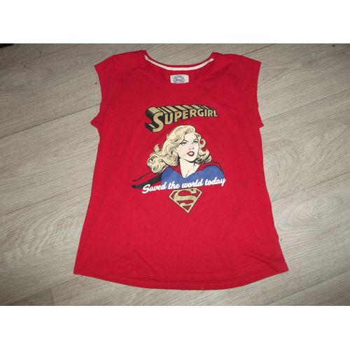 Tee Shirt Etam Rouge "Supergirl" Taille M Tbe