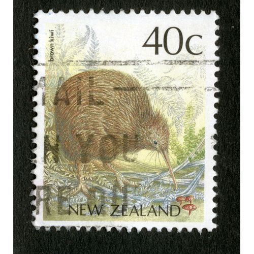 Timbre Oblitéré New Zealand, Brown Kiwi, 40 C