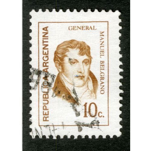 Timbre Oblitéré Republica Argentina, General Manuel Belgrano, 10c