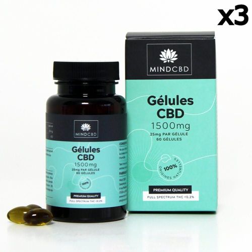 60 Gélules Cbd Full Spectrum 1500mg 3 Boîtes 