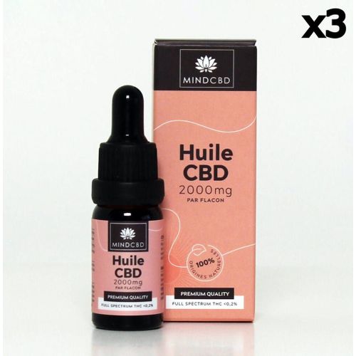 Huile Cbd Premium Full Spectrum 20% / 2000mg (10ml) 3 Flacons 
