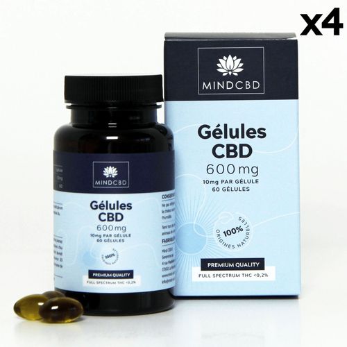 60 Gélules Cbd Full Spectrum 600mg 4 Boîtes 