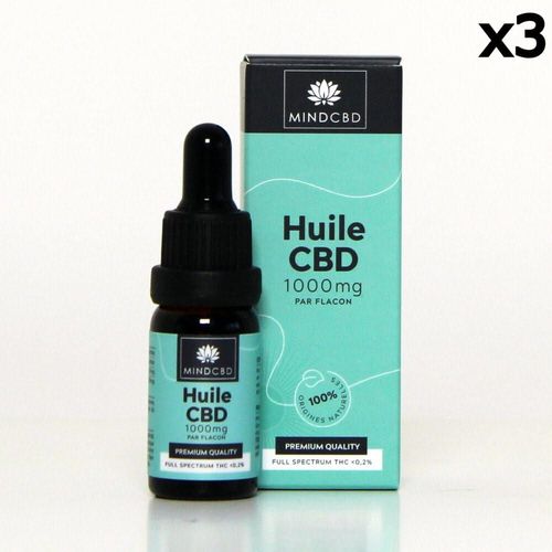 Huile Cbd Premium Full Spectrum 10% / 1000mg (10ml) 3 Flacons 
