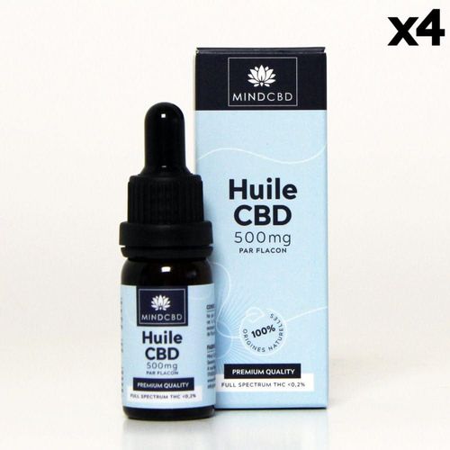 Huile Cbd Premium Full Spectrum 5% / 500mg (10ml) 4 Flacons 