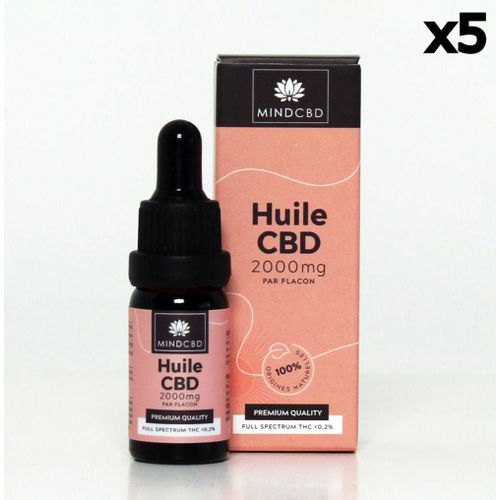Huile Cbd Premium Full Spectrum 20% / 2000mg (10ml) 5 Flacons 