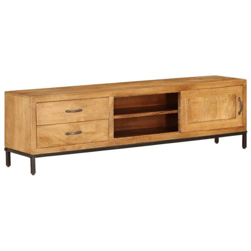 Meuble Tv Bois De Manguier Massif 140 X 30 X 40 Cm