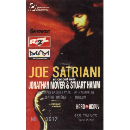 Ticket Billet Place Concert Joe Satriani 1996 Toulon