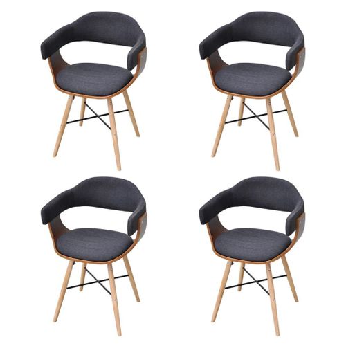 Chaises De Salle À Manger 4pcs Gris Foncé Bois Courbé Et Tissu