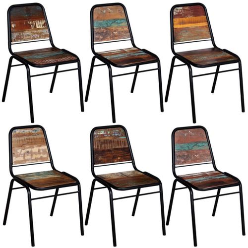 Chaises De Salle À Manger 6 Pcs Bois De Récupération Solide