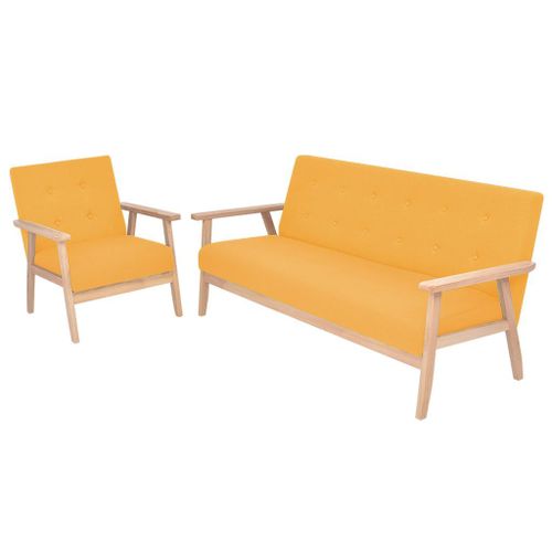 Ensemble De Canapé 2 Pcs Tissu Jaune