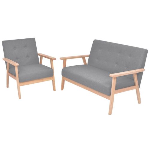 Ensemble De Canapés 2 Pcs Tissu Gris Clair