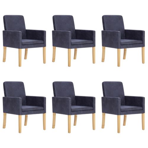 Chaises De Salle À Manger 6 Pcs Gris Foncé Bois Courbé Et Tissu
