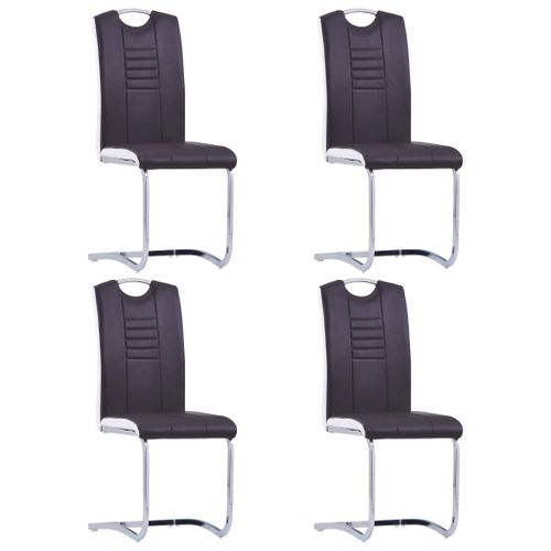 Vidaxl Chaises De Salle À Manger Cantilever 4 Pcs Marron Similicuir