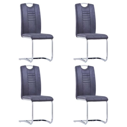 Vidaxl Chaises De Salle À Manger Cantilever 4 Pcs Gris Similicuir Daim