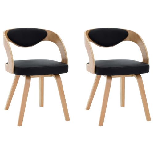 Vidaxl Chaises De Salle À Manger 2 Pcs Noir Bois Courbé Et Similicuir