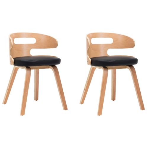 Vidaxl Chaises De Salle À Manger 2 Pcs Noir Bois Courbé Et Similicuir