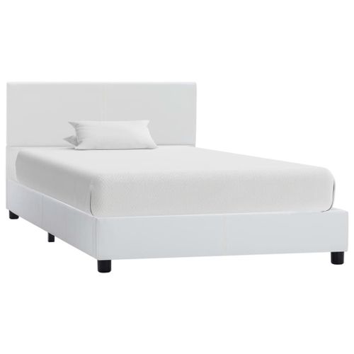 Cadre De Lit Blanc Similicuir 90 X 200 Cm