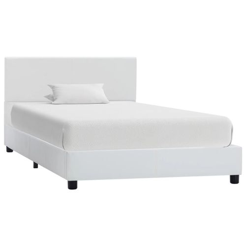 Cadre De Lit Blanc Similicuir 100 X 200 Cm
