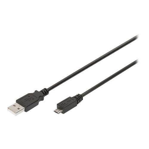 DIGITUS - Câble USB - Micro-USB Type B (M) pour USB (M) - USB 2.0 - 3 A - 1 m - noir (pack de 3)