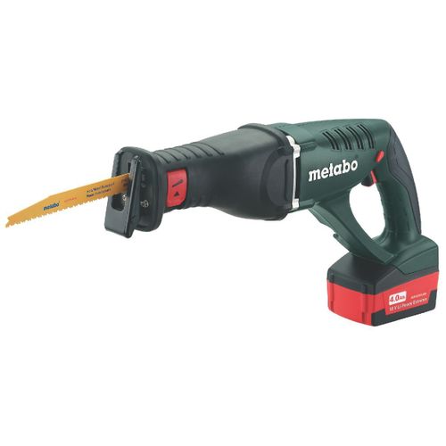 Metabo Scie sabre sans fil ASE 18 LTX, 2x4Ah Li-Ion, Chargeur ASC 30-36 V, Coffret - 602269610